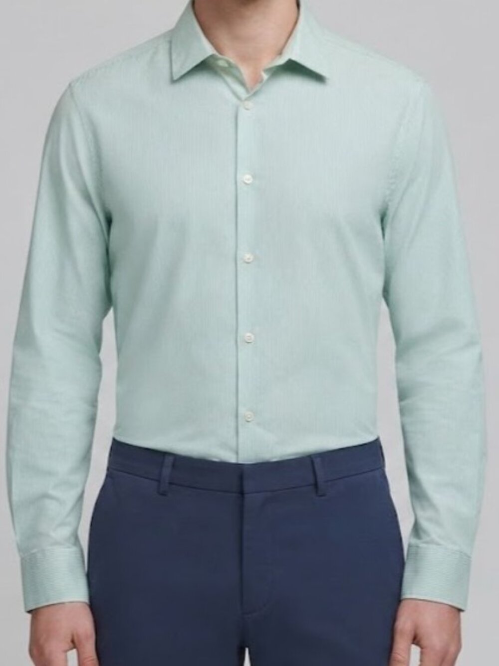 DKNY Light Mint Pinstripe Button-Up Dress Shirt